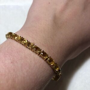 Oval Yellow Citrine 18K Gold over Sterling Silver tennis Bracelet